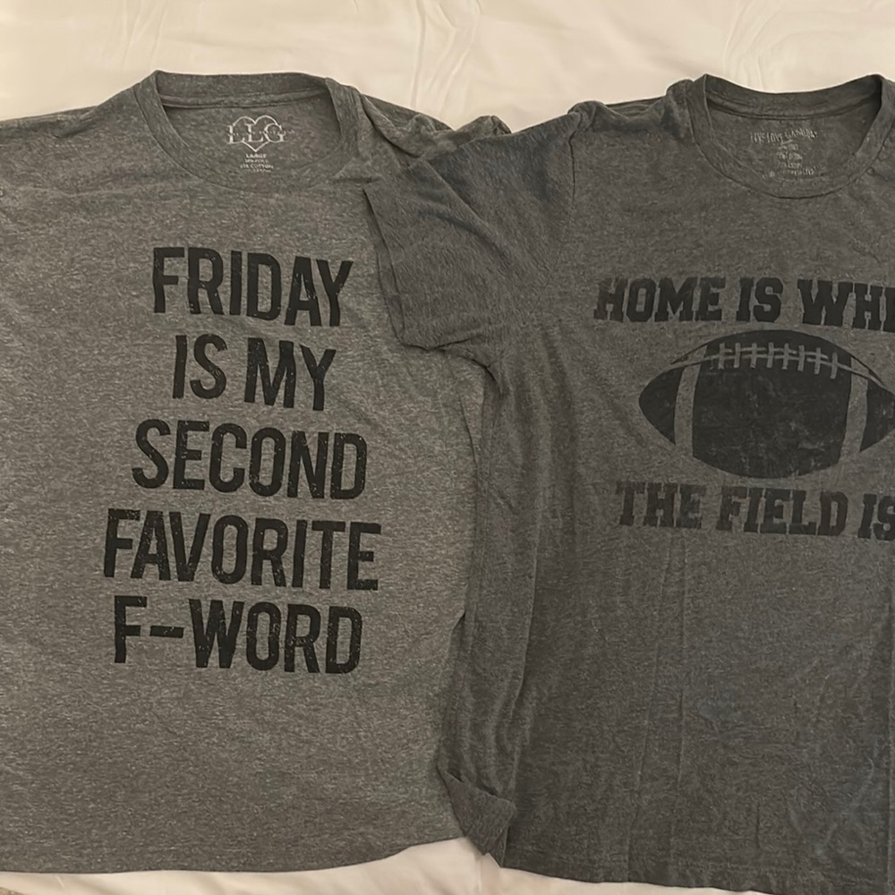 Lot of 2 live love game day shirts super cute and soft size large LLG football